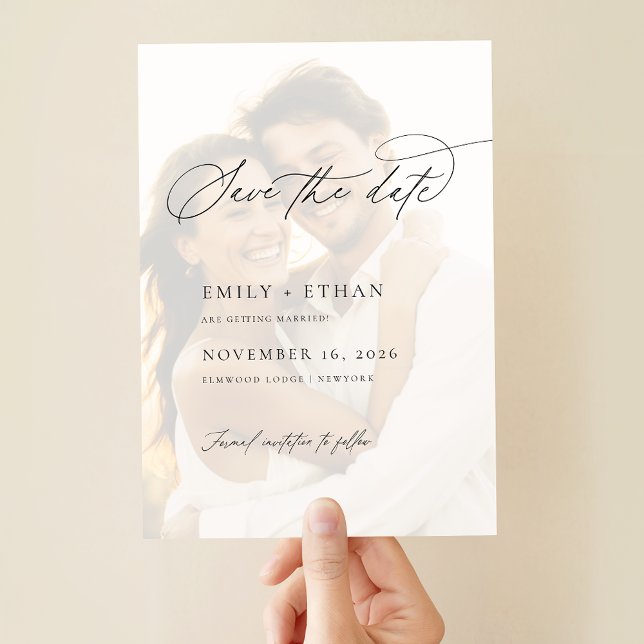 Elegantes Vellum Overlay-Foto Hochzeit speichern d Acryleinladungen (Von Creator hochgeladen)