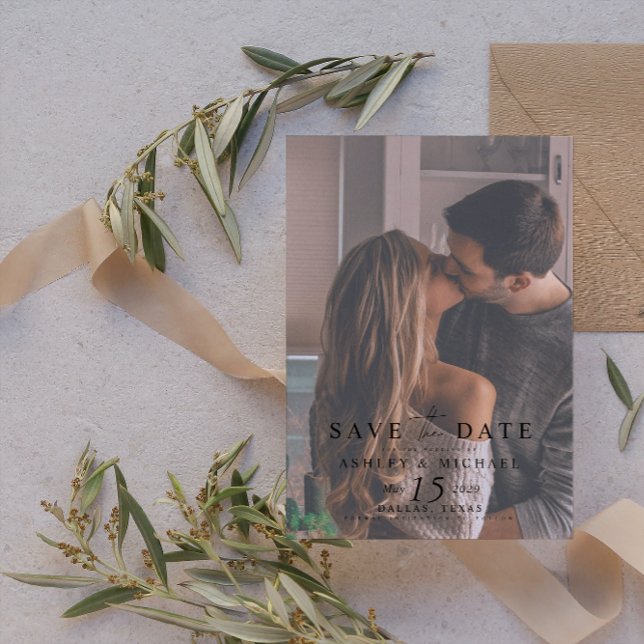 Elegantes Vellum Overlay Wasserfarbe 2 Foto Hochze Save The Date (Save Your Date in Style! Elegant & Personalizable Wedding Card. 💍💌 [Add Details])