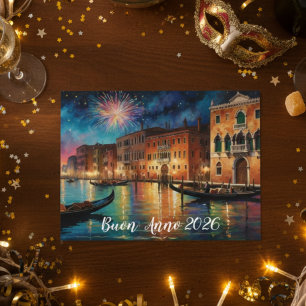 Elegantes Venedig Feuerwerk Neujahr Postkarte