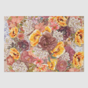 Elegantes verbranntes Orange-Rost-Creme-Blumenmust Seidenpapier