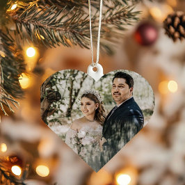 Elegantes verheiratetes Foto Weihnachten Keramik Ornament