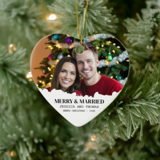 Elegantes, Verheiratetes Foto zu Weihnachten Keramik Ornament