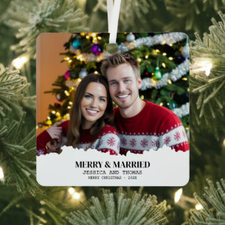 Elegantes, Verheiratetes Foto zu Weihnachten Ornament Aus Metall
