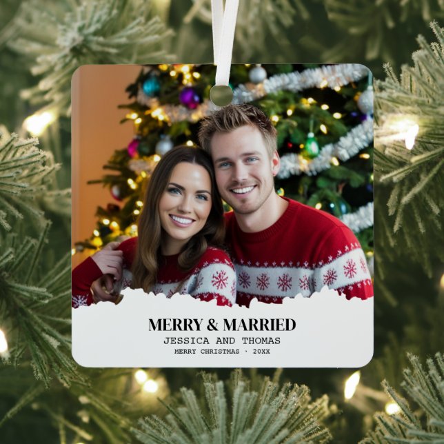 Elegantes, Verheiratetes Foto zu Weihnachten Ornament Aus Metall (InSitu)