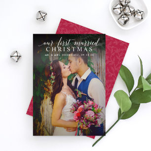 Elegantes Verheiratetes Weihnachts-Rotes Foto Feiertagskarte