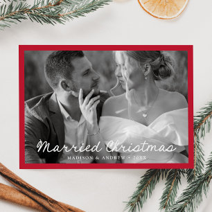 Elegantes Verheiratetes Weihnachts-Script Rotes Fo Feiertagskarte
