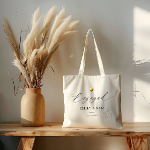 Elegantes verlobtes goldenes Herz personalisiertes Tragetasche