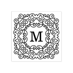 Elegantes Verziert-Frame Monogramm Gummistempel