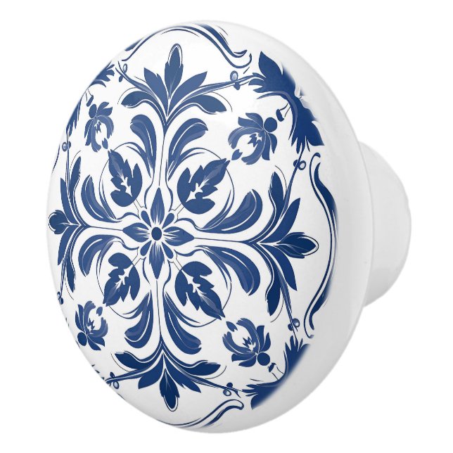 Elegantes verziertes Blau Keramikknauf (Rechts)