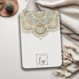 Elegantes Verziertes Gold Aquamarin Mandala Earrin Visitenkarte