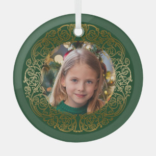 Elegantes Verziertes Gold Filigree Frame Foto Ornament Aus Glas