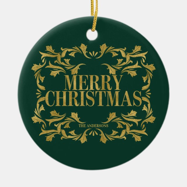 Elegantes Verziertes Gold Frohe Weihnachtsschmuck (Vorne)