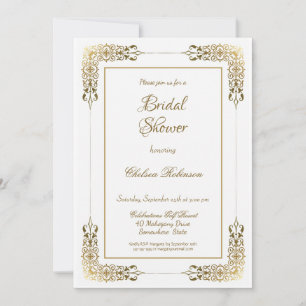 Elegantes Verziertes Gold Lace Brautparty Einladung