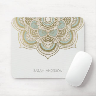 Elegantes Verziertes Golden Foil Aquamarin Türkis Mousepad