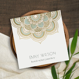 Elegantes Verziertes Golden Foil Aquamarin Türkis  Quadratische Visitenkarte