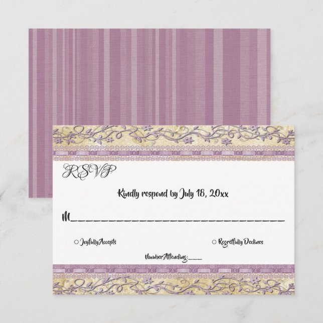 Elegantes Verziertes, klassisches Script RSVP Karte (Vorne/Hinten)