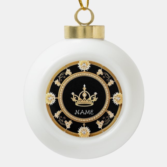 Elegantes Verziertes Königliches Symbol Keramik Kugel-Ornament (Vorderseite)