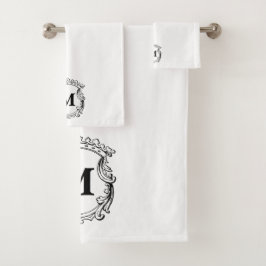 Elegantes Verziertes Monogramm Badhandtuch Set