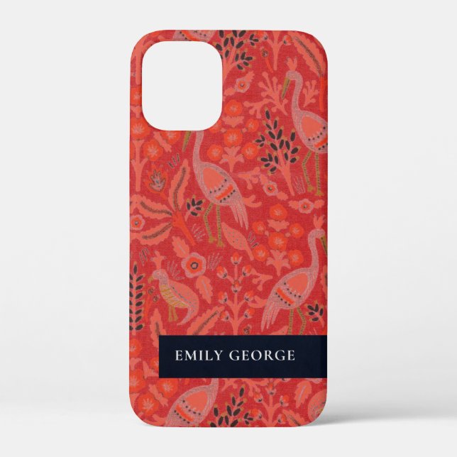 Elegantes Verziertes rotes Blumenmuster Case-Mate iPhone Hülle (Rückseite)
