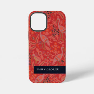 Elegantes verziertes rotes klassisches Blumen-Pfau iPhone 12 Mini Hülle