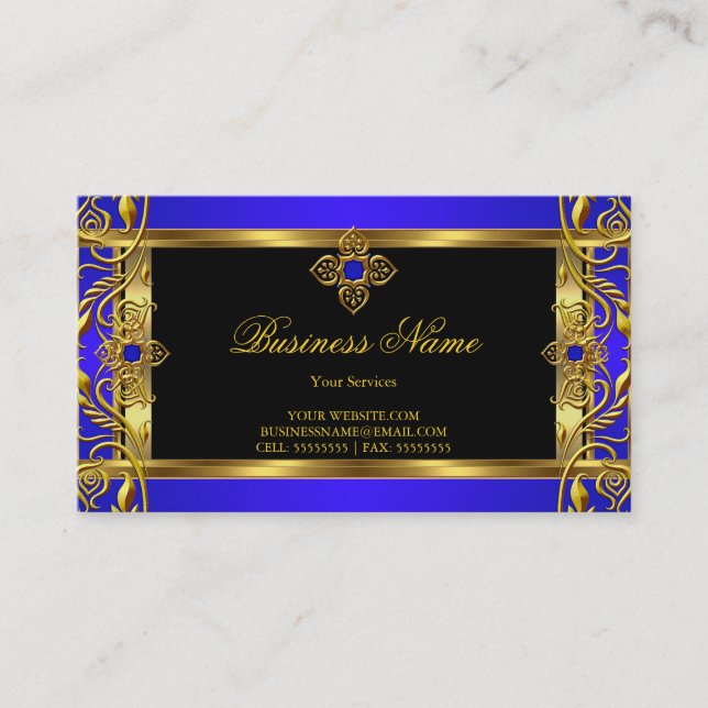 Elegantes Verziertes Royal Blue Jewel Black Visitenkarte (Vorderseite)