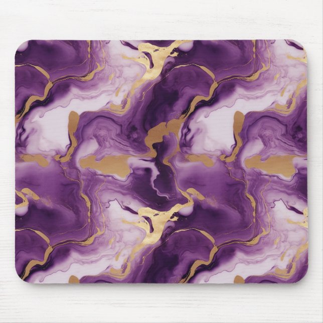 Elegantes vetas doradas y moradas mousepad (Vorne)