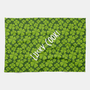 Elegantes Vierblatt-Klee-Blumenmuster Geschirrtuch