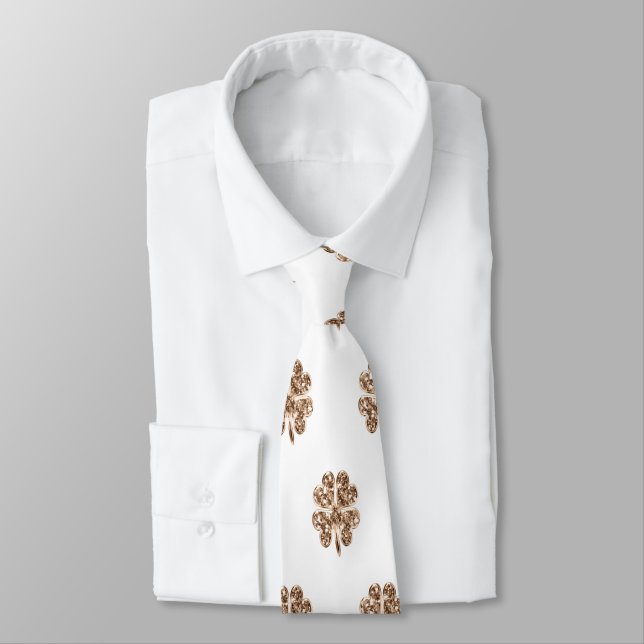 Elegantes Vierblättriges Kleeblatt Muster Krawatte (Gebunden)