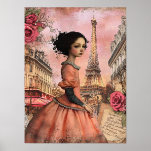 Elegantes Viktorianisches Gotisches Girl of Paris Poster