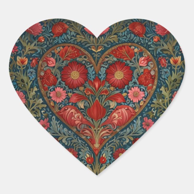 Elegantes Viktorianisches Herzdesign im Valentinst Herz-Aufkleber (Vorderseite)
