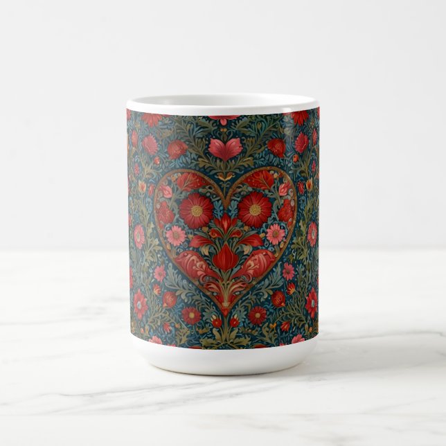 Elegantes Viktorianisches Herzdesign im Valentinst Kaffeetasse (Mittel)