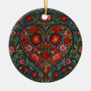 Elegantes Viktorianisches Herzdesign im Valentinst Keramik Ornament