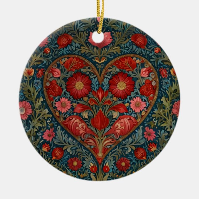 Elegantes Viktorianisches Herzdesign im Valentinst Keramik Ornament (Vorne)