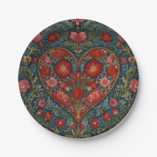 Elegantes Viktorianisches Herzdesign im Valentinst Pappteller