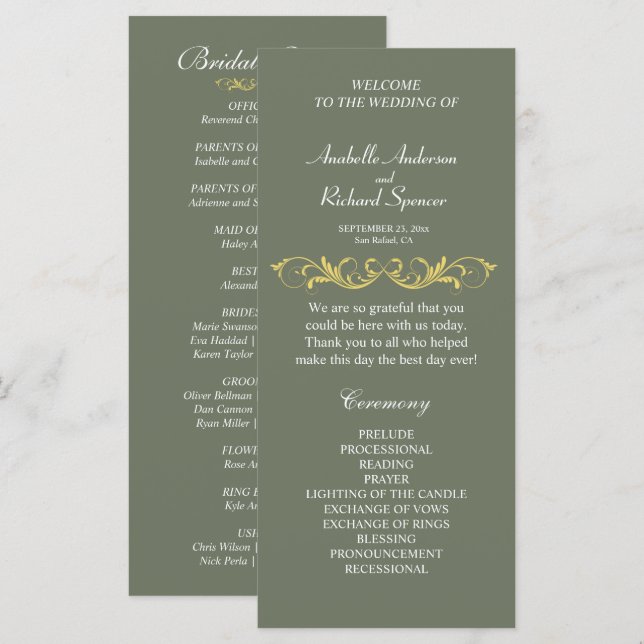 Elegantes Viktorianisches Hochzeitsprogramm (Vorne/Hinten)