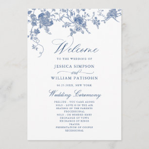 Elegantes viktorianisches Hochzeitsprogramm mit bl Programm
