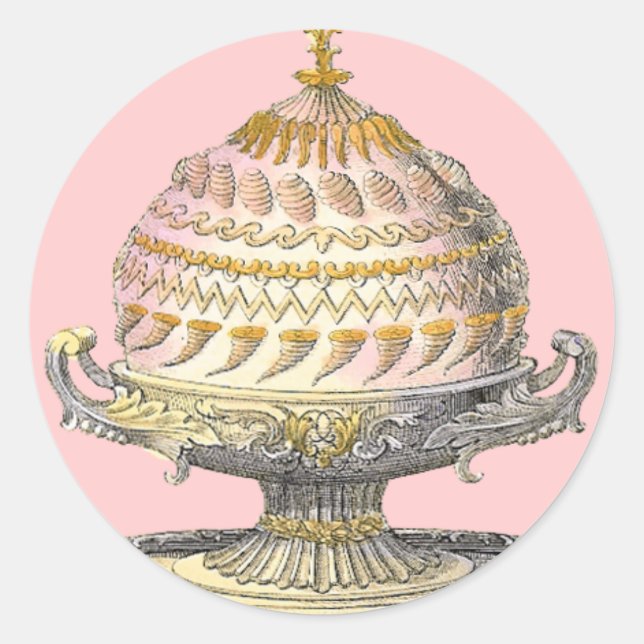 Elegantes Viktorianisches Kuchenbacken-Tornucopia- Runder Aufkleber (Vorderseite)