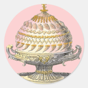 Elegantes Viktorianisches Kuchenbacken-Tornucopia- Runder Aufkleber