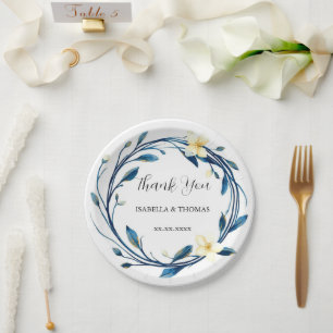 Elegantes viktorianisches marineblaues Lilien-Blum Pappteller