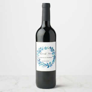 Elegantes viktorianisches navyblaues Lilien-Blumen Weinetikett