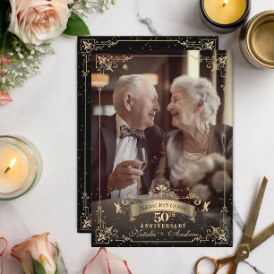Elegantes Viktorianisches Ornament 50 Jahre Foto Einladung