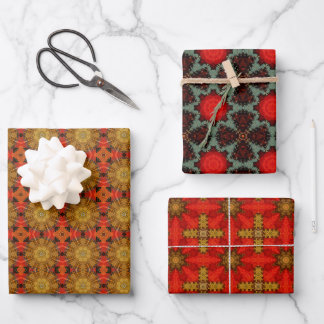 Elegantes Viktorianisches Quilt Red, Blue, Gold Se Geschenkpapier Set