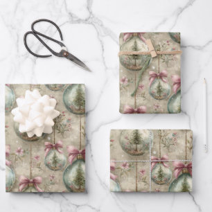 Elegantes viktorianisches Schmuck- und Schleifen-W Geschenkpapier Set