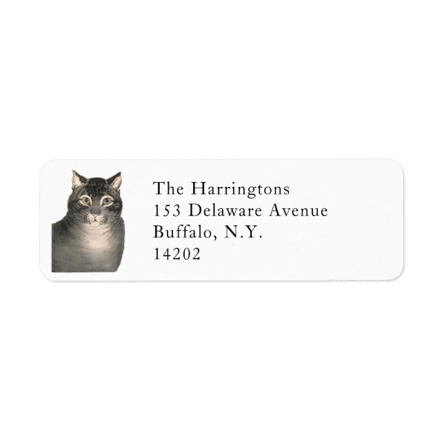 Elegantes Viktorianisches Tabby-Cat-Rückgabeadress (Vorne)