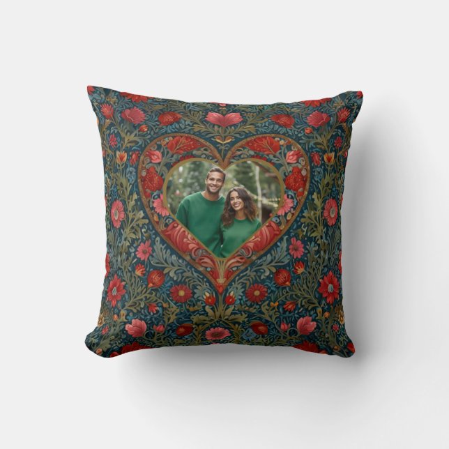 Elegantes Viktorianisches Valentinherz Kissen (Vorderseite)