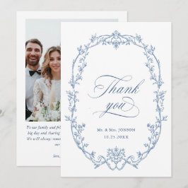 Elegantes Viktorianisches Verziertes Dusty Blue We Dankeskarte