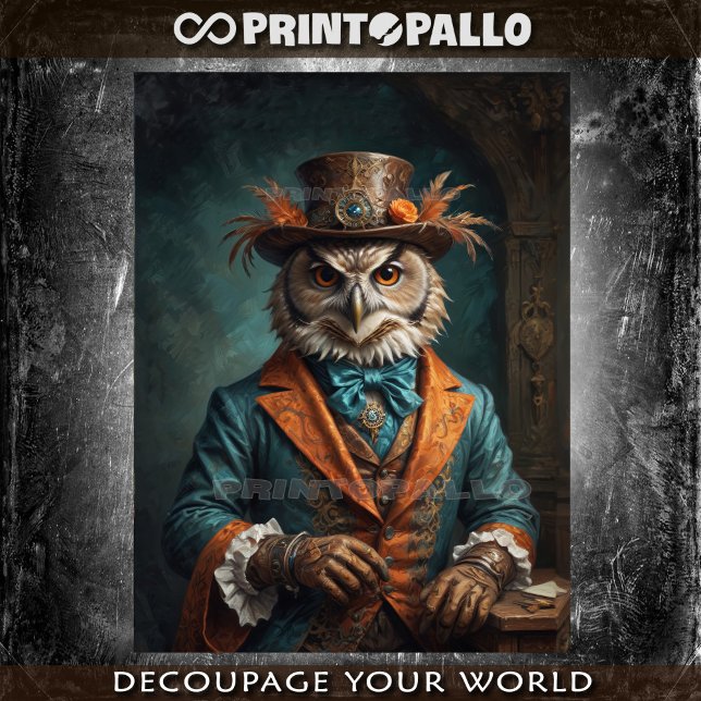 Elegantes viktorianisches Zeitalter Owl in Orange  Seidenpapier (Von Creator hochgeladen)