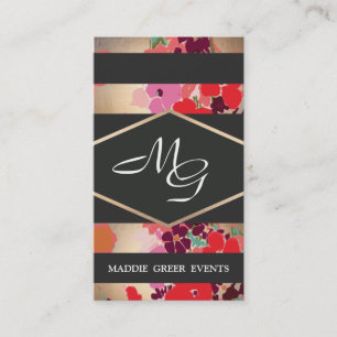 Elegantes Vintag Floral Monogramm Visitenkarte
