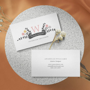 Elegantes Vintag Floral Monogramm Visitenkarte