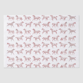 Elegantes Vintag Galloping Pferde Rotes Weißes Tes Seidenpapier